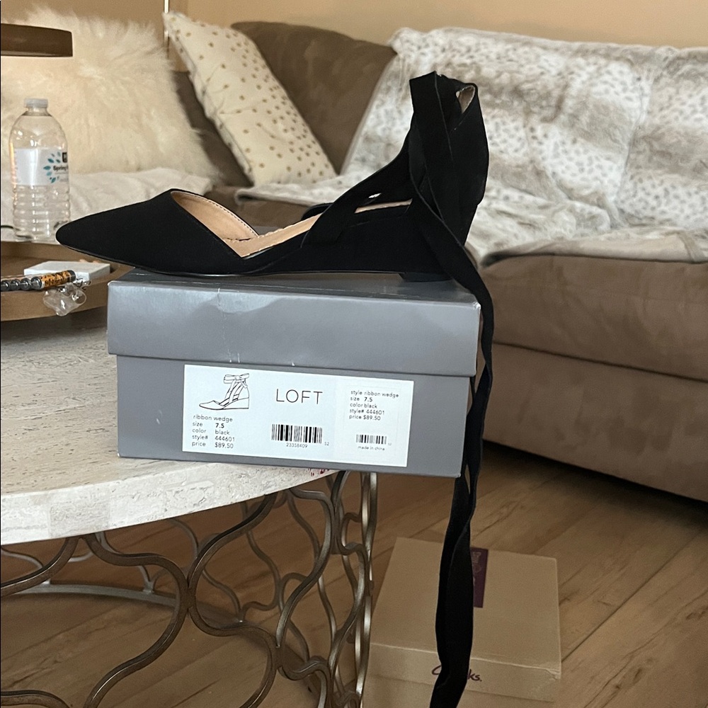 LOFT Black Ribbon Tie Flats